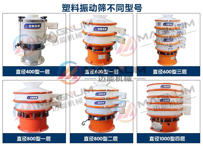 六氟磷酸鋰塑料振動(dòng)篩不同型號(hào)展示